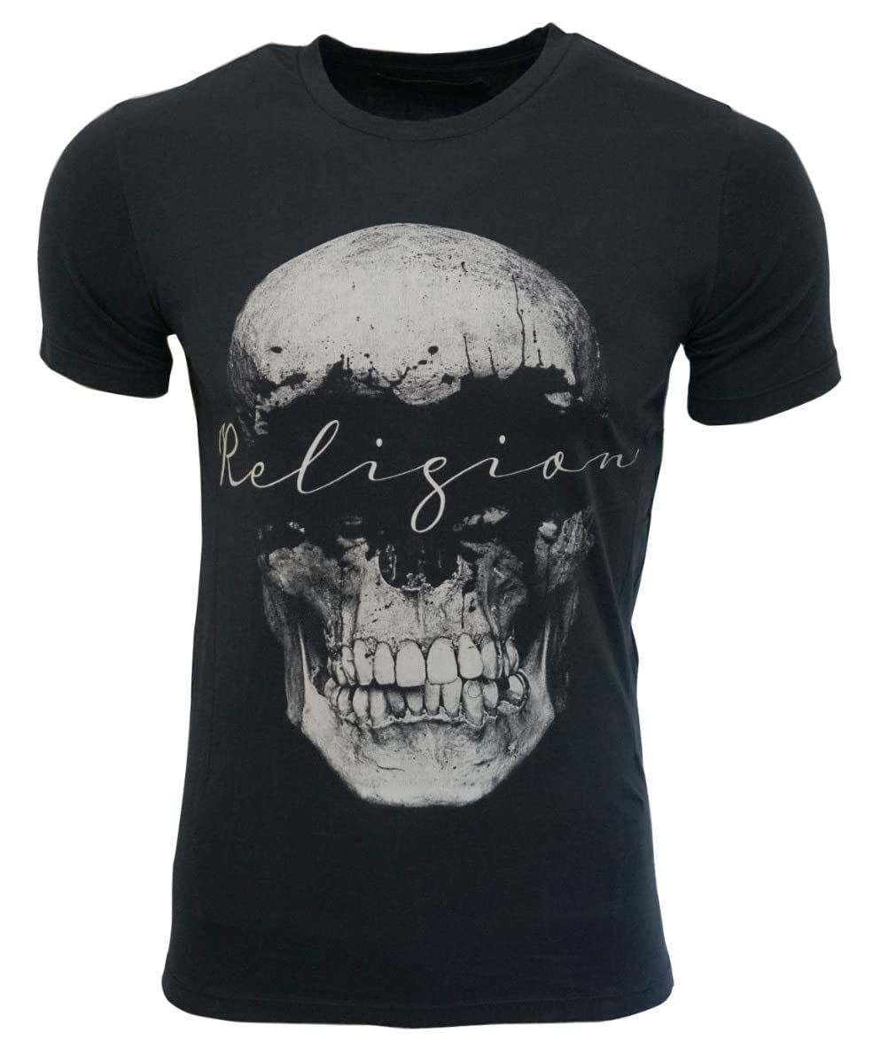 Religion Clothing - Camiseta para hombre, diseño de calavera dividida