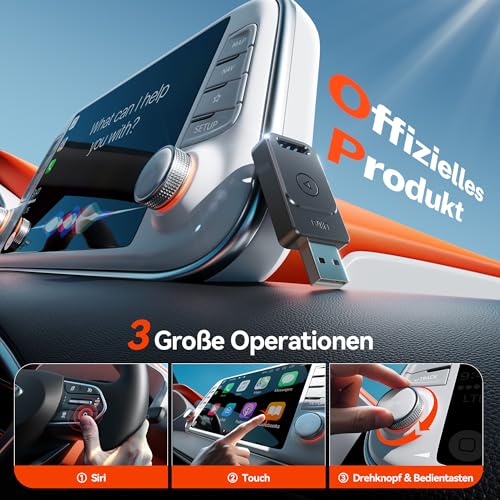 für Apple Carplay Wireless Adapter, 3X Verbindung, Mini Keine Latenz Wireless Carplay Adapter… – Ansicht 6