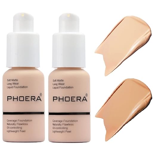 2 Pack PHOERA Foundation,Concealer Foundation Full Coverage,Flawless 24HR Matte Oil Control Concealer (102 Nude+104 Buff Beige)