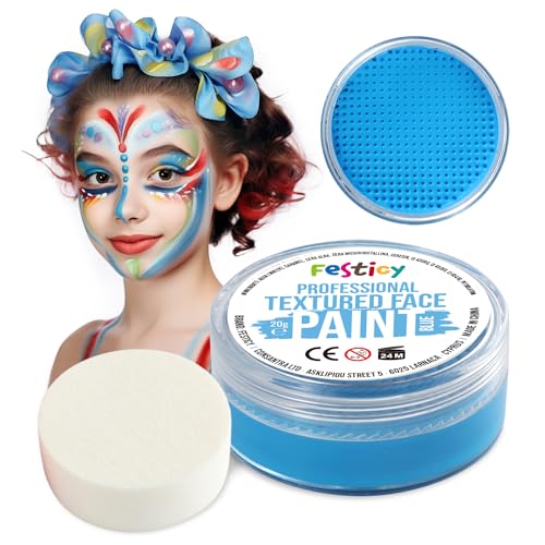 Festicy Profi Theaterschminke Blau, 20g inkl. Schwamm I Schminke...