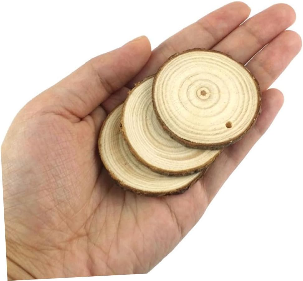 Angoily Wood Slices 50pcs 5-6cm Diameter 10m Jute Twine for DIY Wedding Craft Projects