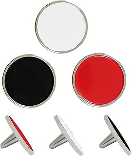PINMEI Golf Ball Markers Ball Position Marker 3 pcs a Pack Zinc Alloy Material (White Red and Black Multi-Colors)