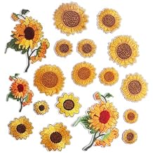 Sunflower/Cherry/Bow Embroidery Fabric Stickers DIY Clothes/Hats/Shoes/Clothing Accessories Decoration Patches Stickers Stamping Ironing Yellow Sunflower