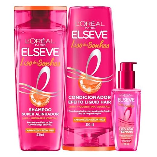 Kit Shampoo, Condicionador e Sérum L'Oréal Paris Elseve Liso dos Sonhos