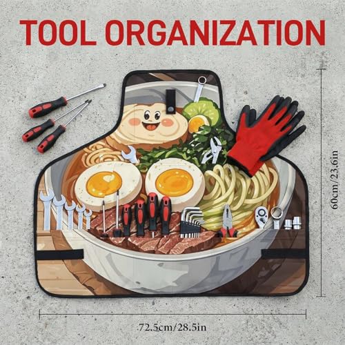 Delantal de trabajo japonés ramen con 8 bolsillos miniatura 2