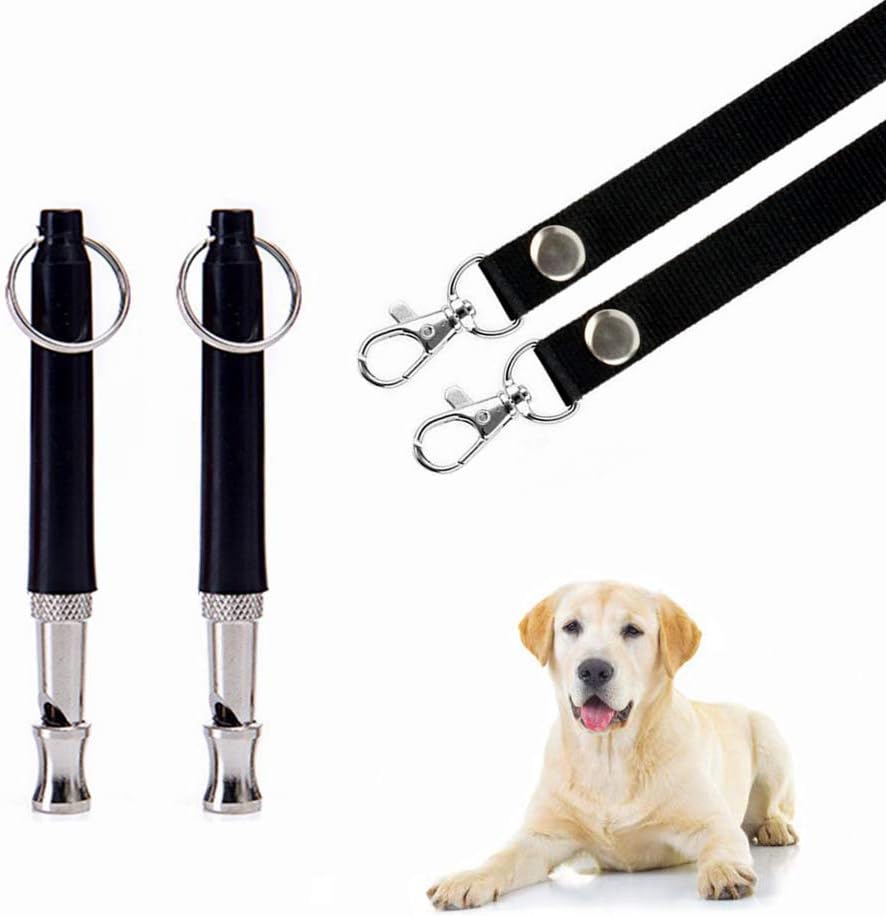 HEHUI Dog Whistle, 2020 Upgrade Dog Whistle with PDF Electronic Training Tutorial Adjustable Pitch Safety Stainless Steel Dog Training Whistle 2 Packs - Dog Whistles with 2 Free Lanyards