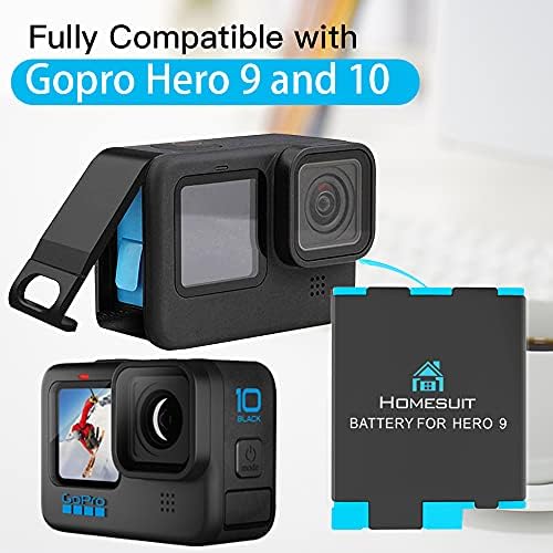 Homesuit Hero 11/10/9 Batteries 1800mAh and 3-Channel LCD Storage Charger for Gopro Hero 11 Black, Hero 10 Black, Hero 9 Black, Fully Compatible with Gopro Hero 11/10/9 Battery and Charger (2-Pack)