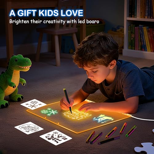 LED Drawing Board, Easter Gifts for Kids, 17" Light Up Reusable Glow in The Dark Drawing Tablet with 7 Colors, Erasable & No Mess Art Toy for Ages 3-12+, Best Birthday Gift for Girls Boys (2026 New) by ABCOOL - Image 5