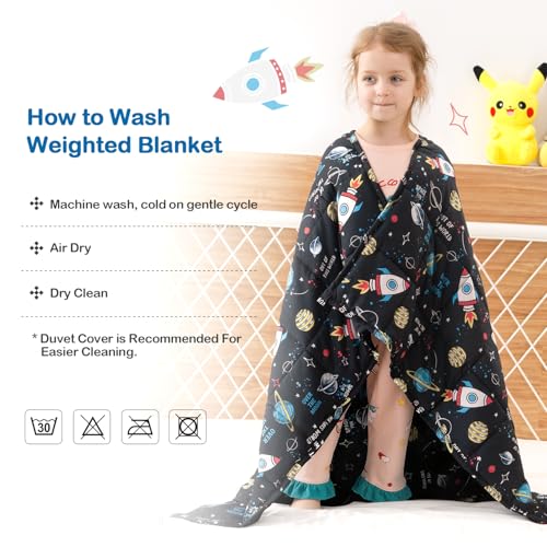 Image of Sivio Weighted Blanket 7lbs, Cooling Weighted Lap Blanket, Breathable Heavy Throw Blankets for Sleeping, 41 inchx60 inch,Black Universe