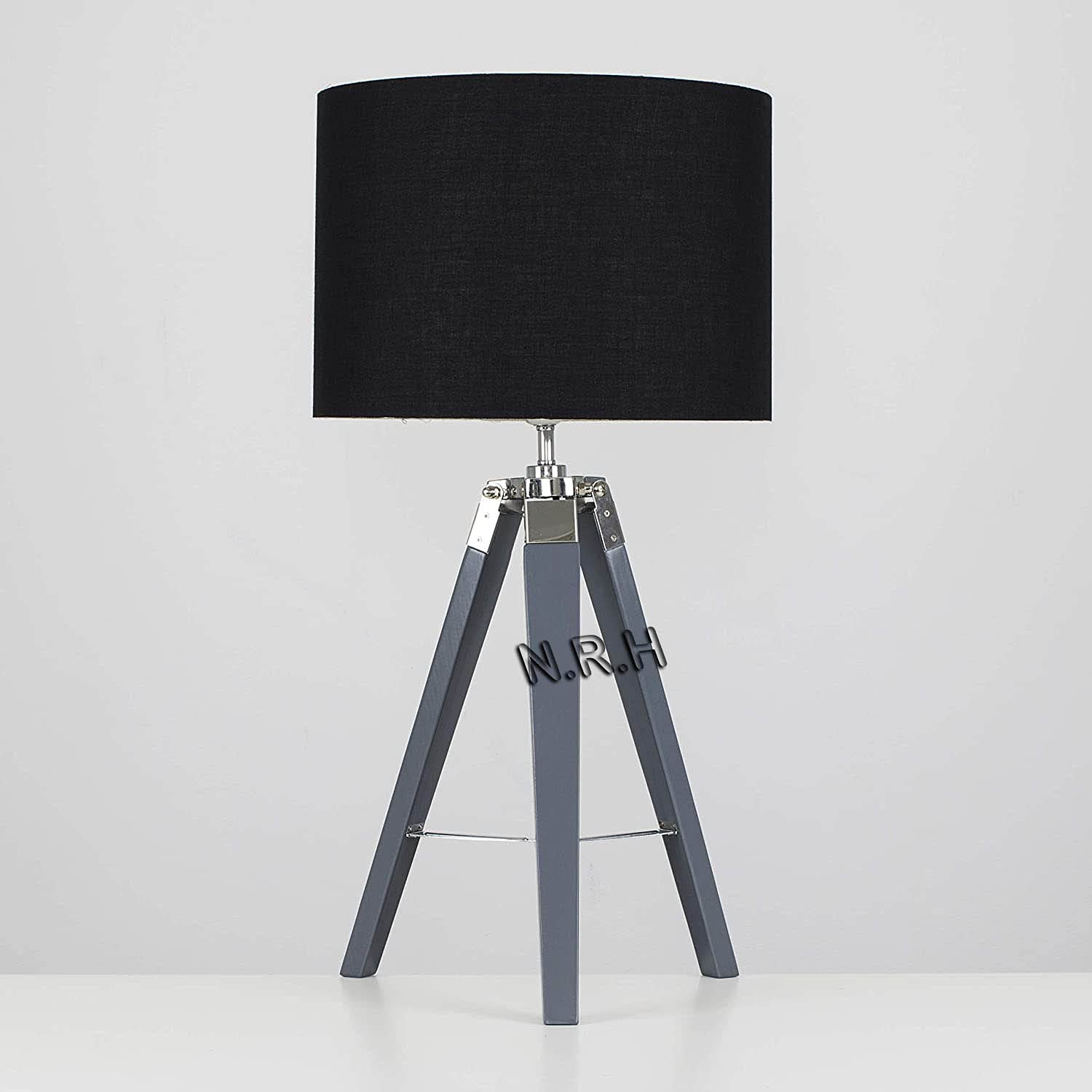 Pied de lampe de table trépied pour chambre et salon (sans abat-jour) Base grise 68,6 cm