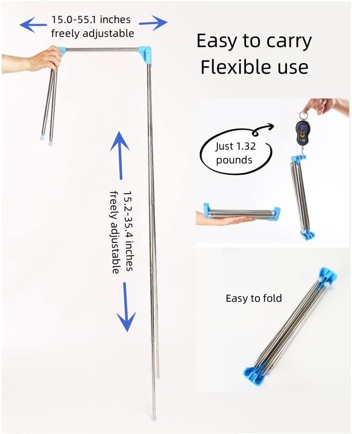 Miniatura 5 de ONCALL Perchero portátil plegable ajustable para viajes, mini perchero plegable y ligero para vacaciones, caravana, camping, hotel, lavandería,