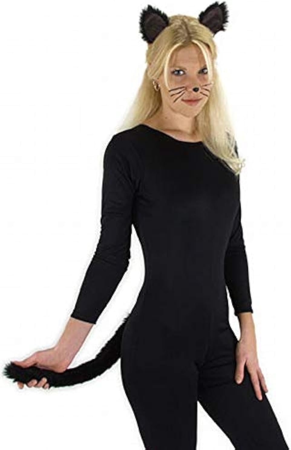 Black Cat Ears Headband and Tail Costume Accessory Kit