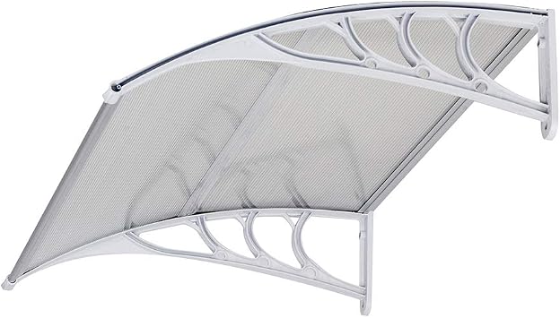FCH Window Awning Door Canopy, 30" x 40" Window Awning Overhead Door Modern Polycarbonate Cover Outdoor Front Door Patio Canopy UV Rain Snow Sunlight Protection Hollow Sheet/White