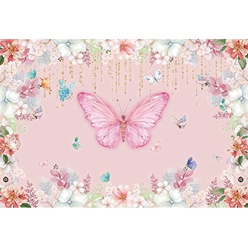 Toile de fond papillon rose pour anniversaire et shooting photo