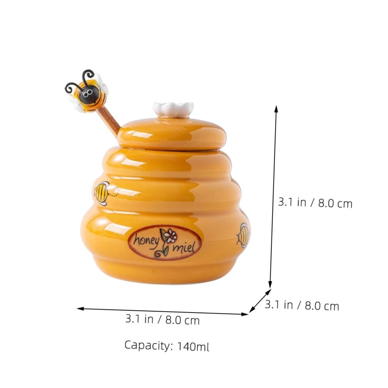 PRETYZOOM 1Set Ceramic Honey Jar with Lid Dipper Honey Storage Container for Tea Candy Syrup Lightweight Craftsmanship