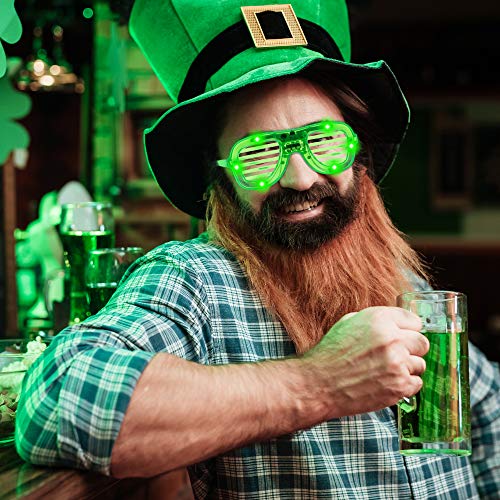 Fun Central Windy City Novelties - Led Light Up Green Slotted Shades | St. Patrick’s Day Party Favors St. Pat’s Party Supplies Cosplay Raves Edm Concert Birthdays #TOP3