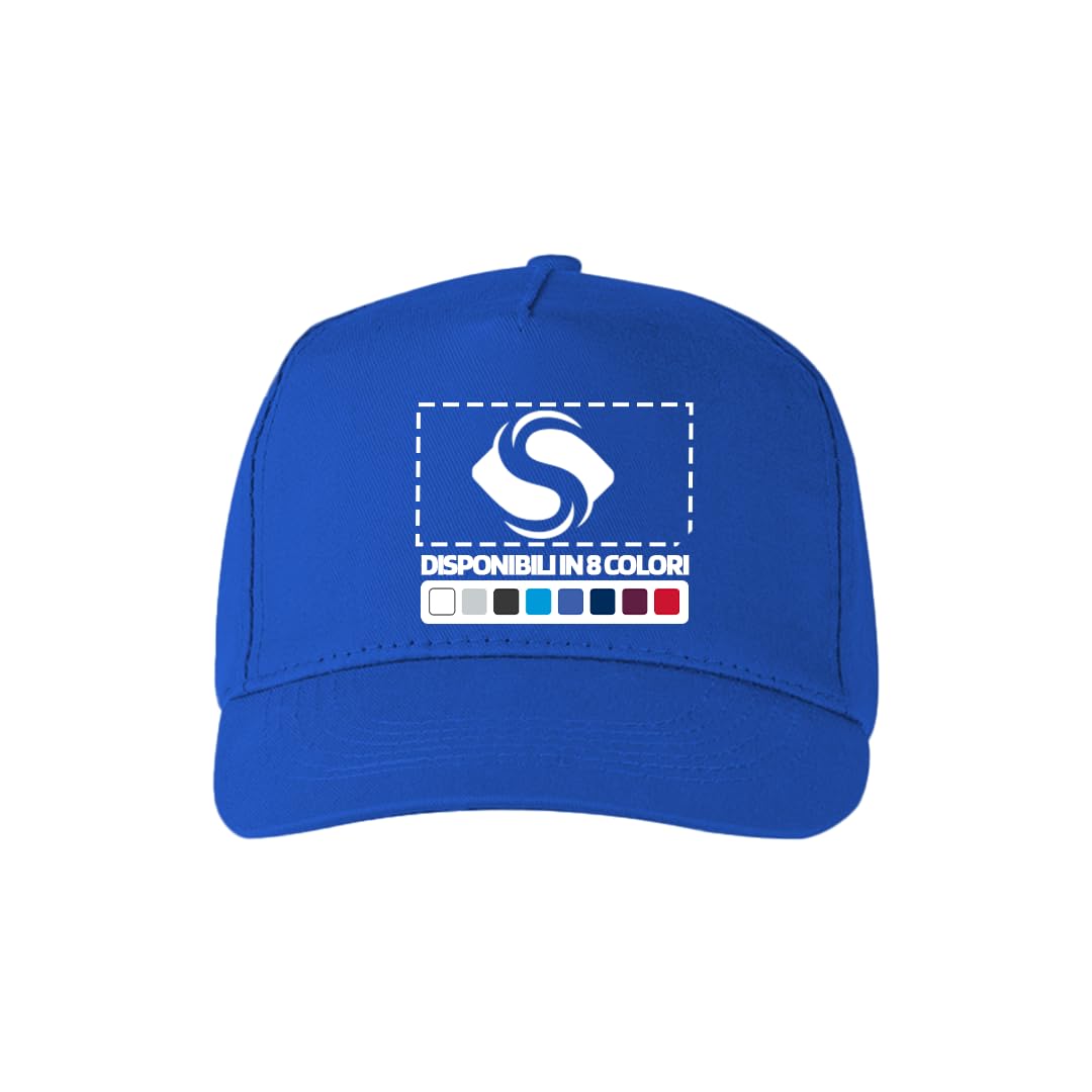 Set 1, 5, 10, 25, 50,100 Pezzi Cappellini Personalizzati con Visiera per Uomo Donna | Personalizzabili con Scritte, Logo e Immagini | Regolabili | Disponibili in 8 Colorazioni