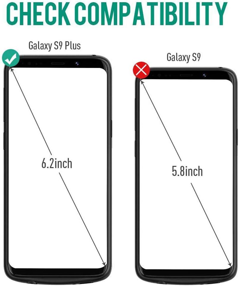NEWDERY Upgraded Samsung Galaxy S9 Plus Battery Case Qi Wireless Charging Compatible, 5200mAh Slim Rechargeable Extended Charger Case Compatible Samsung Galaxy S9+ Plus (6.2 Inches Black)