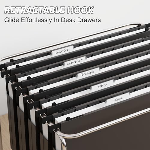 NORDUN Plastic Legal Size Hanging File Folders,Heavy Duty 1 Inch Expansion,12 Pack Reinforced Black Legal Hanging Folders Expandable,Adjustable Tabs,File Cabinet Folders for Bulky Files - Image 6