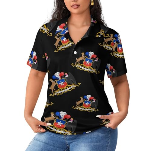 Polo de mujer contra el calor transpirable de manga corta Escudo de Chile