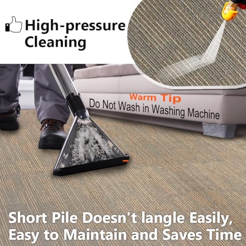 GL Carpet Tiles Reusable 24" x 24" Squares Indoor/Outdoor 0.25" Pile Height Loop Pile, Non Slip Easy DIY Installation Peel and Stick Carpet Tile, (18 Tiles) (72 sqft/Box) (Kahki) by Goasis Lawn - Image 5