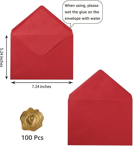 Vista 23 de 100 sobres A7 rosas de 5 x 7 pulgadas para tarjetas de felicitación, cumpleaños, bodas, tarjetas de invitación de baby shower (5.24 x 7.24 pulgadas)