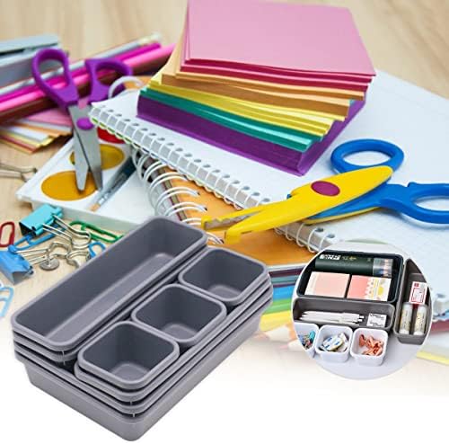 MEIYIDAY 8 Pieces Drawer Organiser Desk Drawer Organiser Dividers with 3 Sizes Versatile Storage Boxes Drawers Organizer Trays for Makeup Desk Bathroom Office Kitchen (Grey)