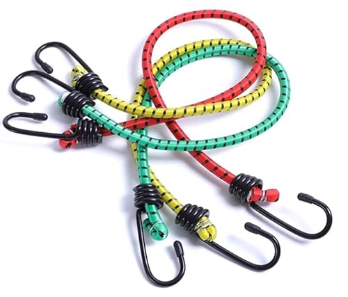 Pack of 3 Elastic Bungee Cords With Hooks, Bungee Ropes Thic