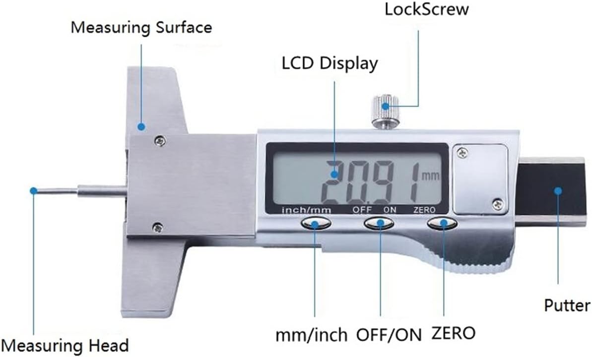 0.01Mm Micrometer Digital 0-25Mm LCD Electronic Depth Gauge Tread Metal Measure Carbon Fiber Gauge Height Measuring Instruments,Stainless Steel-S