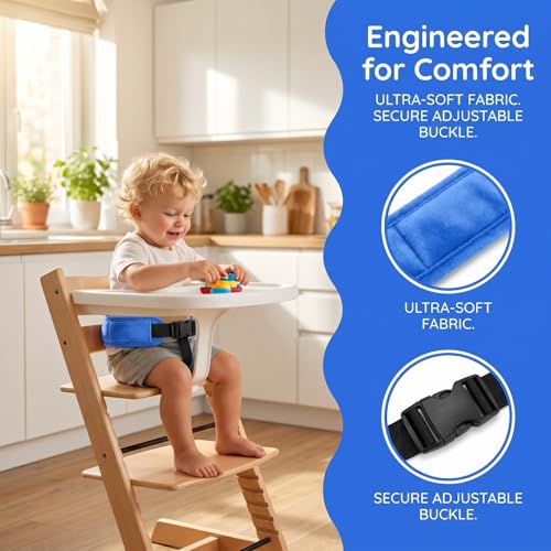 Image of Toyvian High Chair Straps: Universal Baby Safety Strap, Adjustable Harness Replacement - Easy to Use & Clean - Highchair Harness for Baby Infant Toddlers, Safety Belt for Dining Travel(Blue)