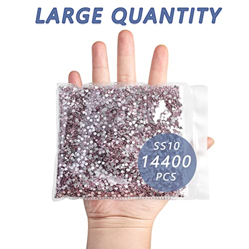 Image of Beadsland Flatback Rhinestones Bulk,14400pcs Pink Rhinestones for Nails Crafts Clothes DIY Decoration, Light Rose /Light Pink, SS10, 2.7-2.9mm