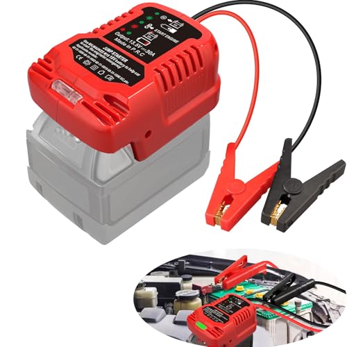 Jump Starter Adapter for Milwaukee M18 18V Li-ion Battery Powered with 12V Jumper Cables &Clamps for 3.5L Vehicles,Portable Car Charger Jump Starter (Battery not Included)