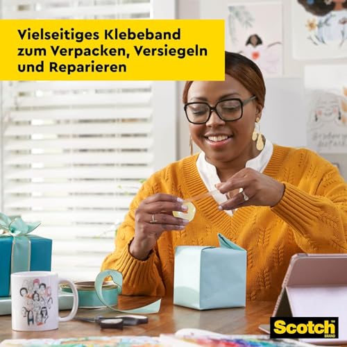 Scotch Transparentes Klebeband 508-8 Rollen - 19mm x 33m - Durchsichtiges Allzweckband für Schule, Heim und Büro
