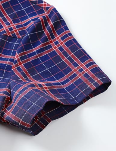 Image of COSLAND Boy's Toddler Cotton Western Short Sleeve Button Down Plaid Shirt, 4-14 Years