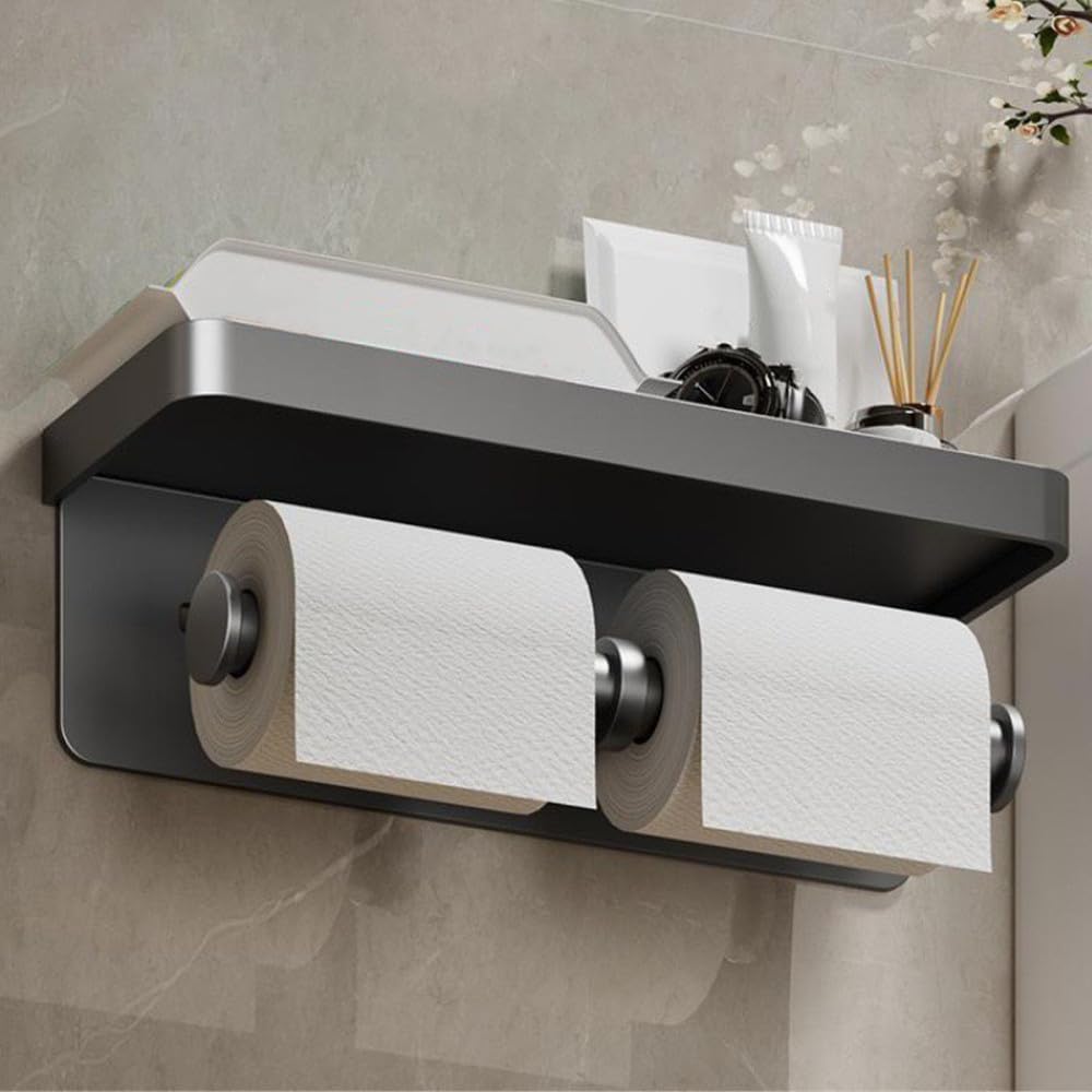 Portarrollos de papel de aleación de aluminio montado en la pared, Dispensador de Papel Higiénico, sin taladrar, para baño, cocina, color blanco A