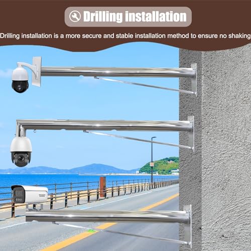 Poteau de caméra de surveillance extérieur 1.2m avec support transversal et rotule simple - 5
