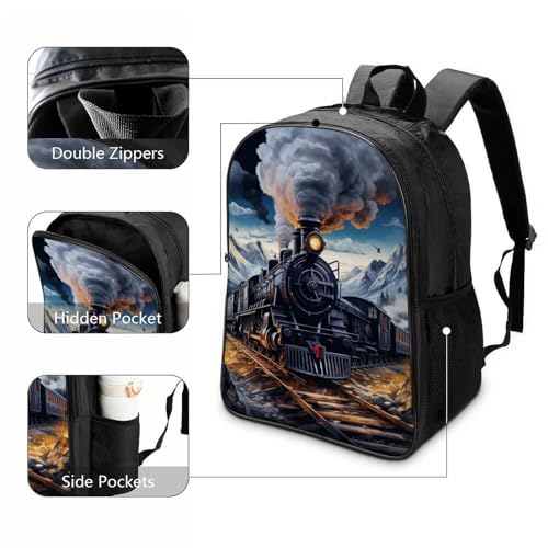 Cartable scolaire garçon robuste anti-mal de dos imprimé train 3D - 3