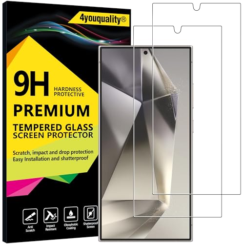 4youquality Screen Protector for Samsung Galaxy S24 Ultra 5G (6.8-Inch) Tempered Glass Film 2-Pack [LifetimeSupport][Impact-Resistant][Anti-Scratch][Fingerprint ID Compatible]