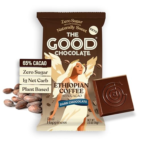THE GOOD CHOCOLATE - Keto Dark Chocolate Coffee Bars with Zero Sugar & Lower Net Carb - Dark Chocolate Bar that Offers Lower Calorie Chocolate Candy - Keto Snack Low Carb All Natural Non-GMO (1 Bar)