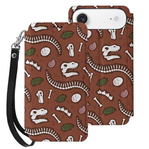 iphone 17用 ケース 恐竜 骨格 スケルトン 手帳型 と互換性のある カード収納 いphone17用 カバー 手帳型 Puレザー 横置きスタンド機能 折りたたみ スマホケース スタンド付き アイフォン 17用 ケース 内蔵マグネット 開閉式 財布型