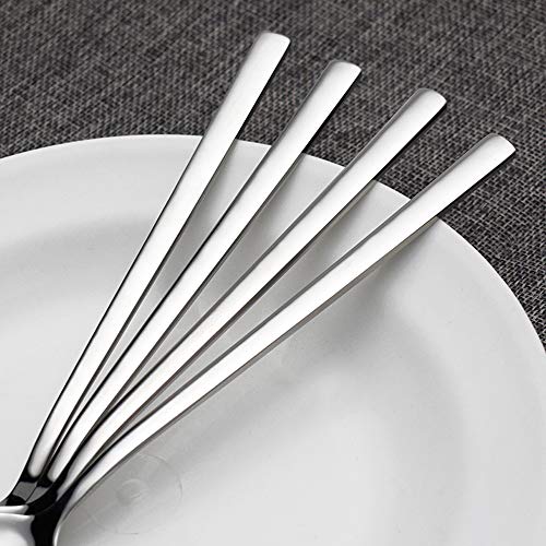 Soup Spoons, Korean Stainless Steel Round Long Spoon (6, Stainless Steel) #TOP2