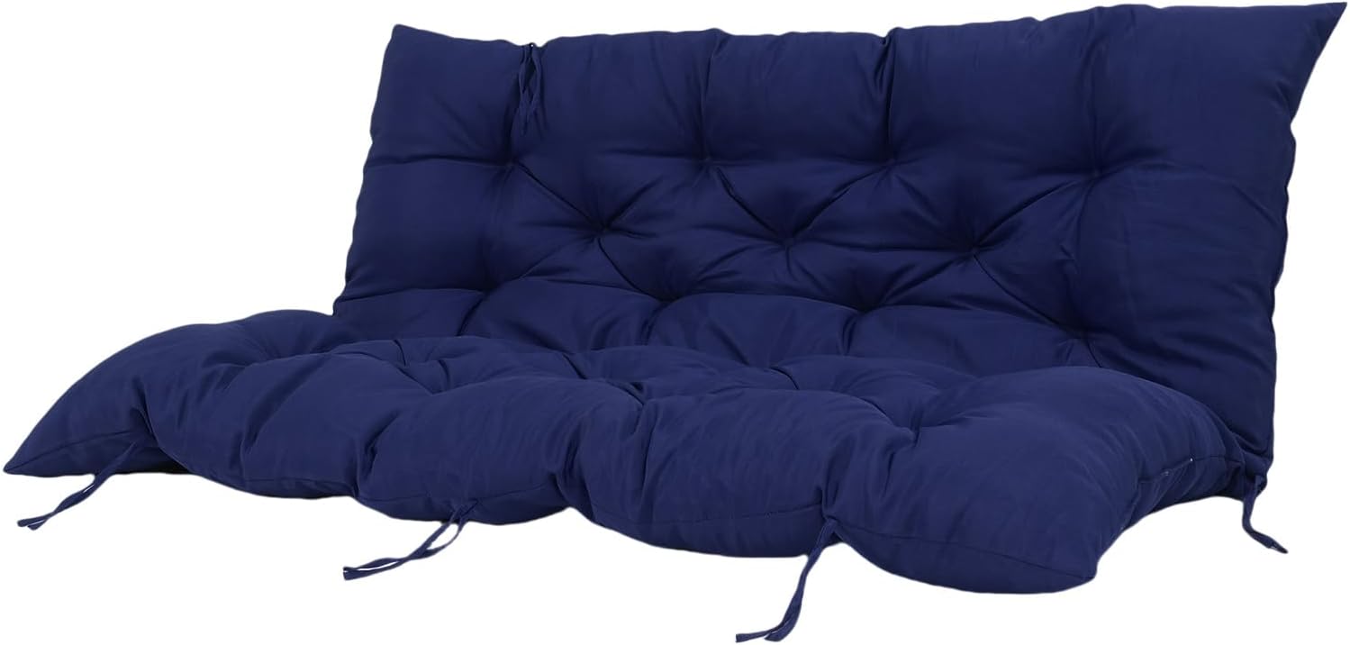 GOTOTOP Outdoor Swing Cushion Waterproofing Bench Cushion Thickened Pad with Backrest for Patio Garden Backyard Furniture 47x39 Inches (Navy Blue)