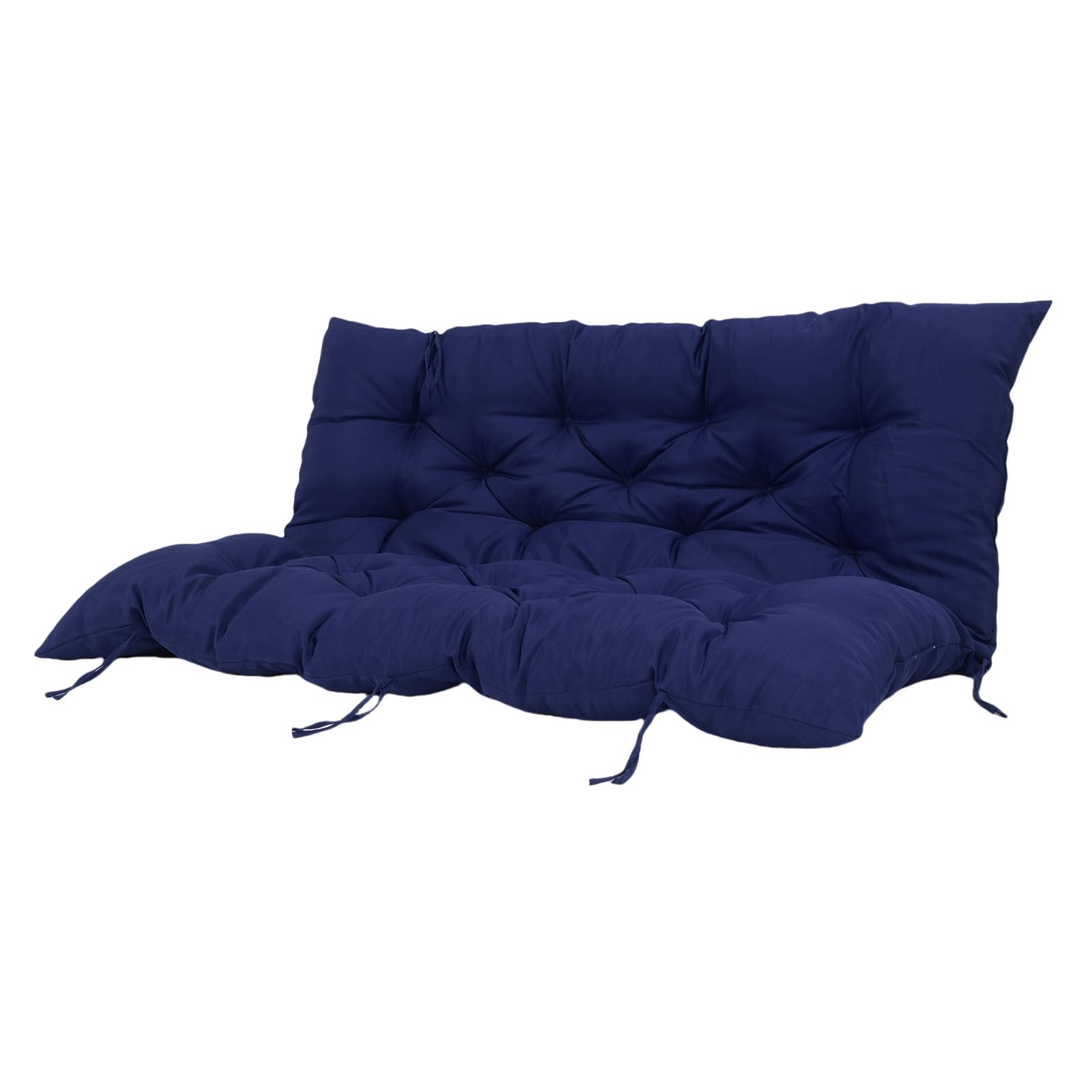Cojín para Asiento de Porche con Diseño de Remaches y Mechones para Columpios, Bancos, Terrazas, 1 Cojín para Columpio. (Azul Marino)
