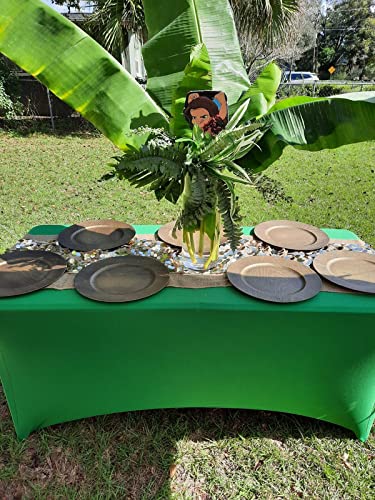 Image of FORLIFE Spandex Table Cover - Fitted 6ft Rectangular Tablecloth, Stretch Patio Cover for Wedding, Banquet, Party (Emerald)