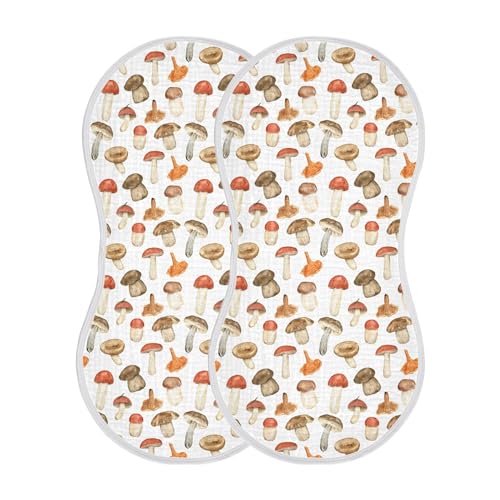 Image of Muslin Baby Burp Cloths, Forest Mushroom Muslin Baby Bibs Rags Comfy Soft Absorbent in for Newborn Boys and Girls 2 Piece 22 x 11 Inch