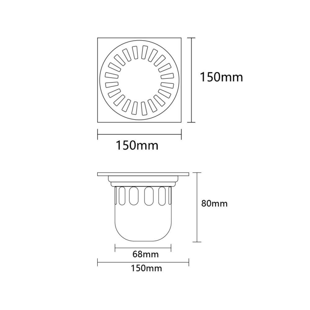 Odpływ podłogowy, odpływ podłogowy w łazience, syfony odpływowe 1 szt. odpływy korek łazienkowy stal nierdzewna 15 * 15 cm sitko do odpływu prysznicowego antyzapachowe odpływy ściekowe w łazience odpł