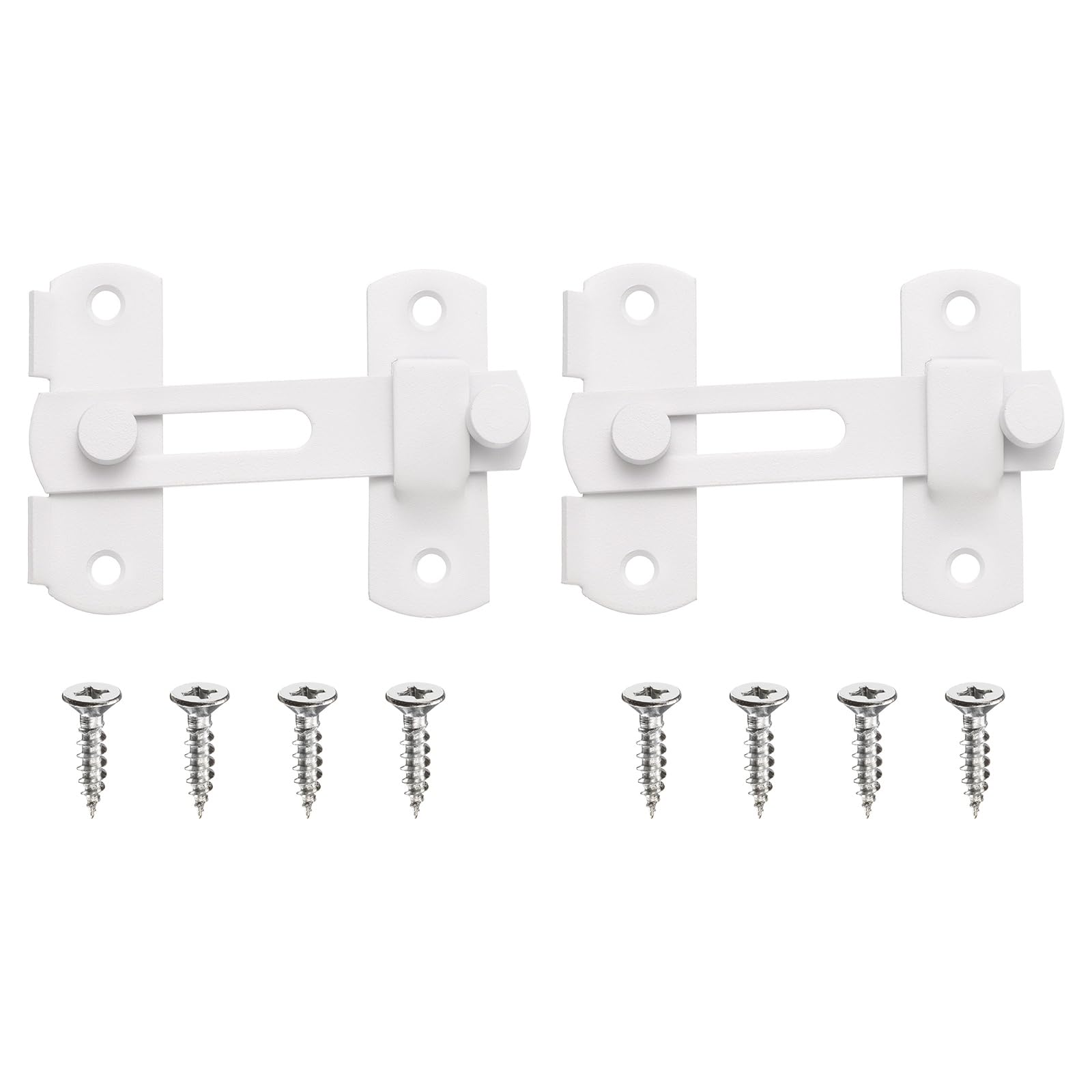 M METERXITY 2-Pack Flip Latch Gate Latch, 4 Inch Stainless Steel Flip Sliding Barn Door Lock with Screws Slide Locks for Barn Door/Fence/Windows/Cabinets [Matte White]