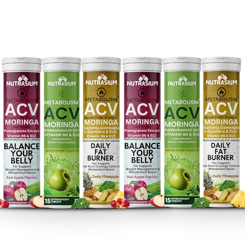 Image of Nutrasium ACV Moringa Metabolism Plus | Apple Cider Vinegar Effervescent Tablet | For Supports Weight Loss, Control Cravings, Convert Fat Into Energy, Boost Energy & Immunity | 90 Tablets Mix Fruit
