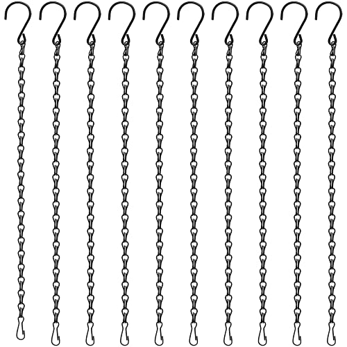 Dreecy 10 Stück 25,4 cm Hängekette für Vogelfutterspender, Gartenpflanzenaufhänger für dekorative Ornamente, Pflanzgefäße, Werbetafeln, Laternen, Windspiele, Außen- und Innenbereich (schwarz) Cover