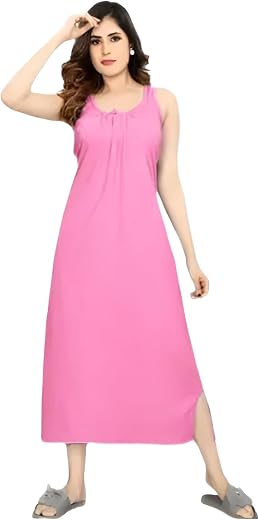SK COMFORT Women's/Girls Cotton Fabric Beautiful Plain Nighty, Nightgown, Nightdress/Gown Slips, Maxi for Women (Pack of 1)